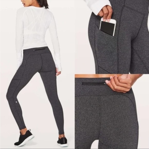 lululemon athletica Pants - Lululemon Speed Up Tight 28” Luxtreme Variegated Knit Heathered Black SZ 4 EUC